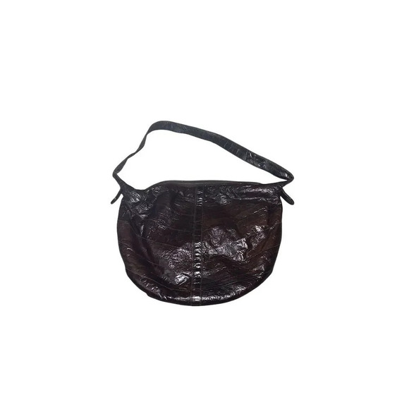 Joli Vintage Dark Brown Eel Skin Leather Shoulder Bag Women's Casual - Picture 2 of 5